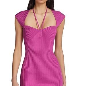 SIMKHAI Women's Florence Ribbed Mini Bodycon Dress Pink M NWT